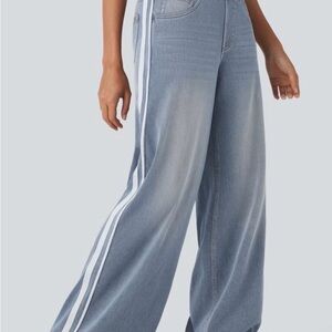 XL NWT Halara Flex Denim High Waisted Stripe Wide Leg Jeans